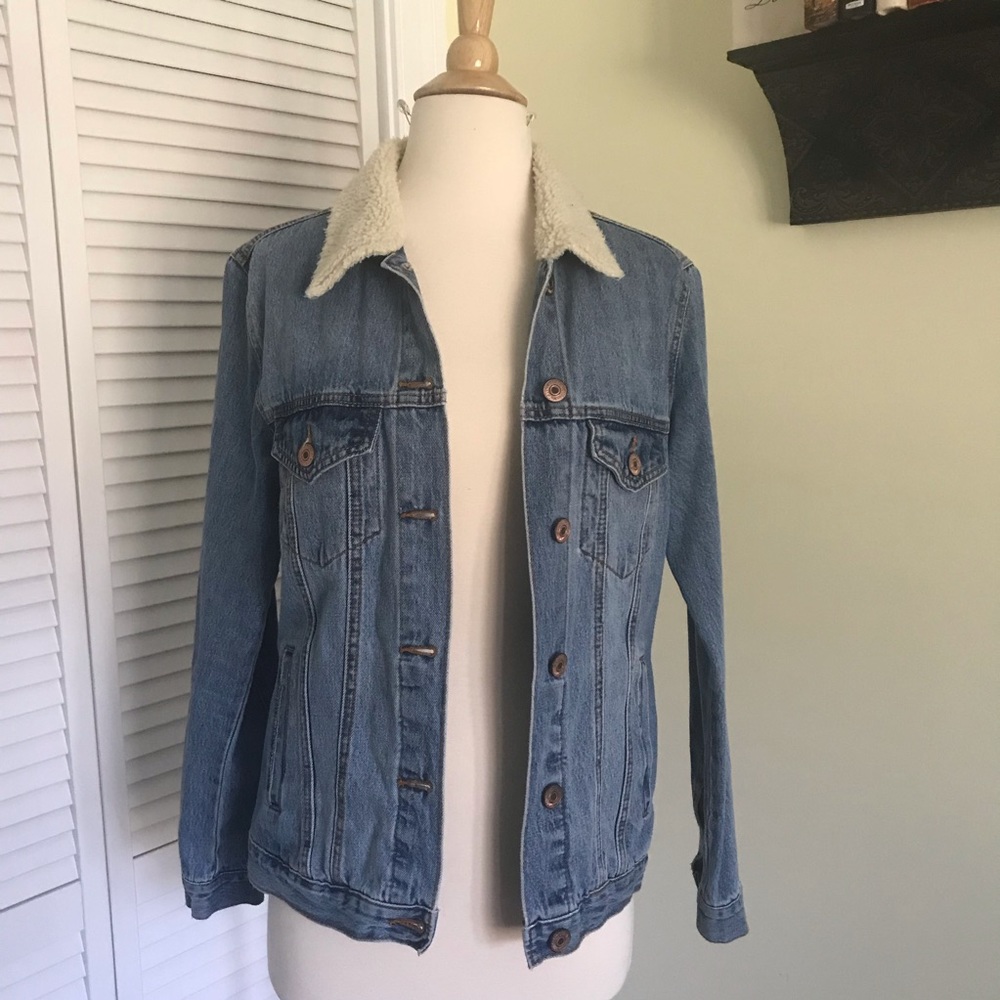 Forever 21 faux shearling denim jacket